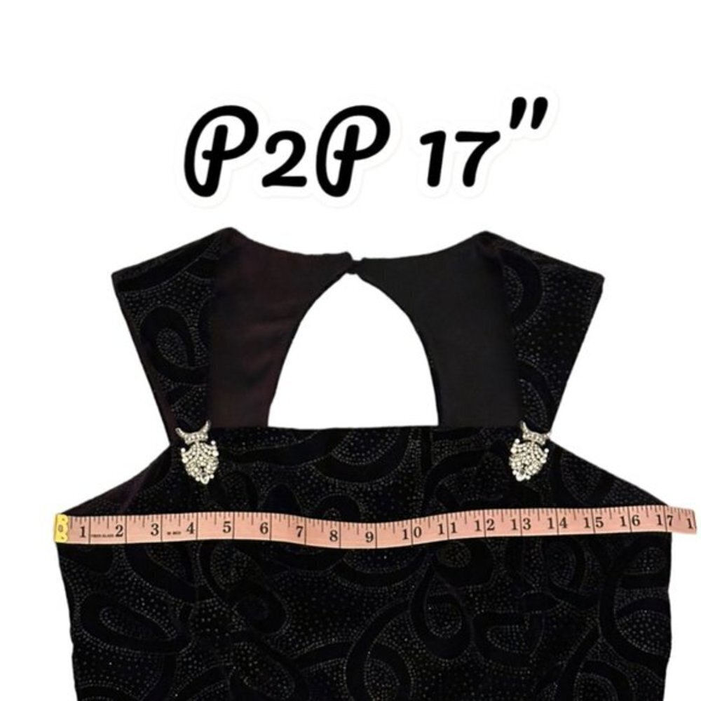 Vintage Scott McClintock 90s Glittery Black Velvet Shimmer Maxi Dress Womens 14 - Picture 10 of 15